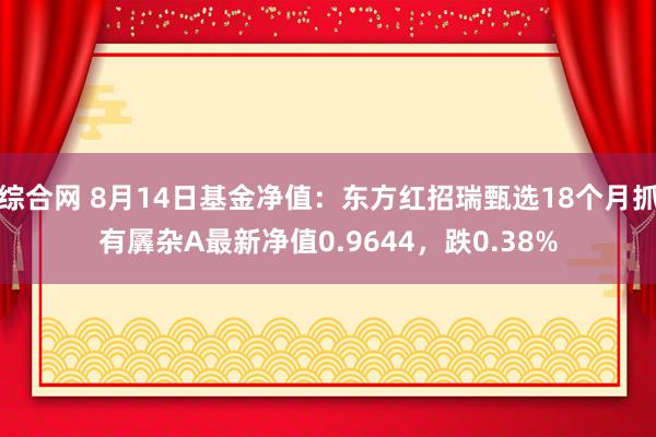 综合网 8月14日基金净值：东方红招瑞甄选18个月抓有羼杂A最新净值0.9644，跌0.38%