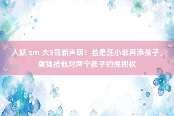 人妖 sm 大S最新声明！若是汪小菲再添孩子，就强抢他对两个孩子的探视权