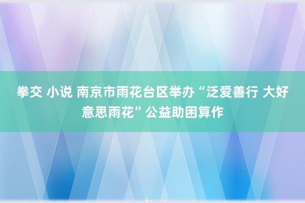 拳交 小说 南京市雨花台区举办“泛爱善行 大好意思雨花”公益助困算作