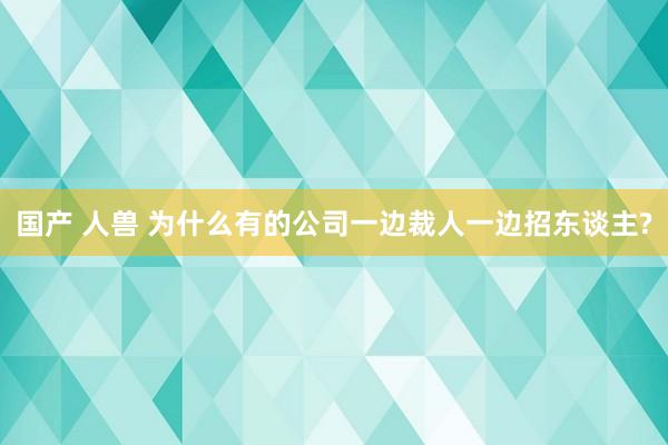 国产 人兽 为什么有的公司一边裁人一边招东谈主?